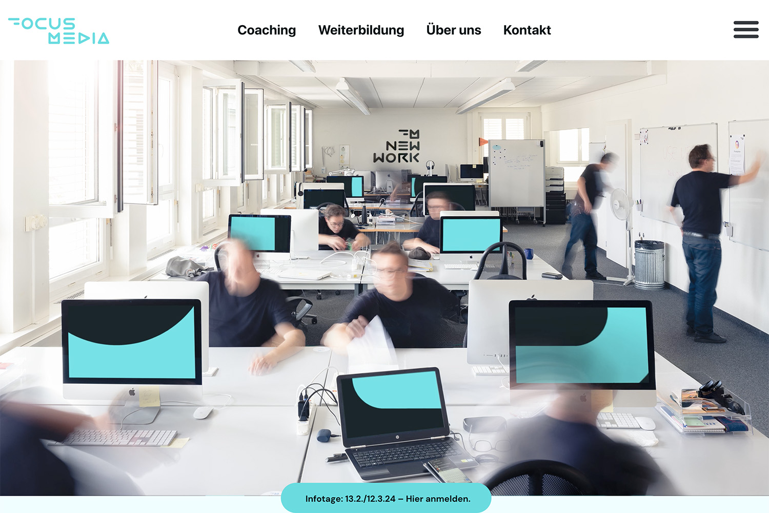 Screenshot der Startseite der Website von focusmedia nach dem Redesign.